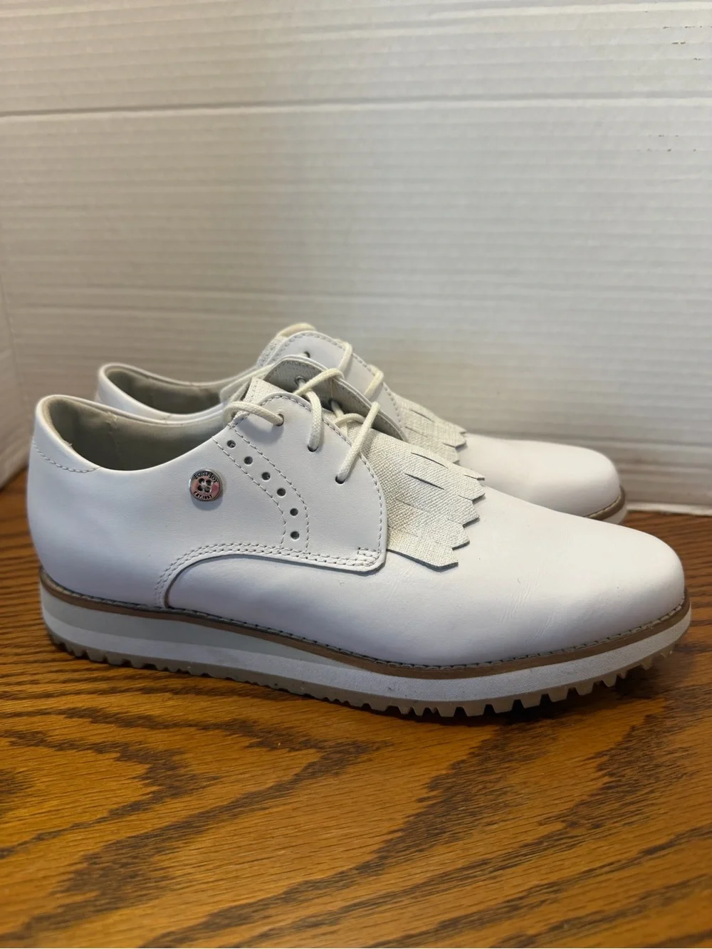 Footjoy golf shoes woman’s classic White Lace-Up Oxford Shoe with Fringe Kiltie - Picture 6 of 13